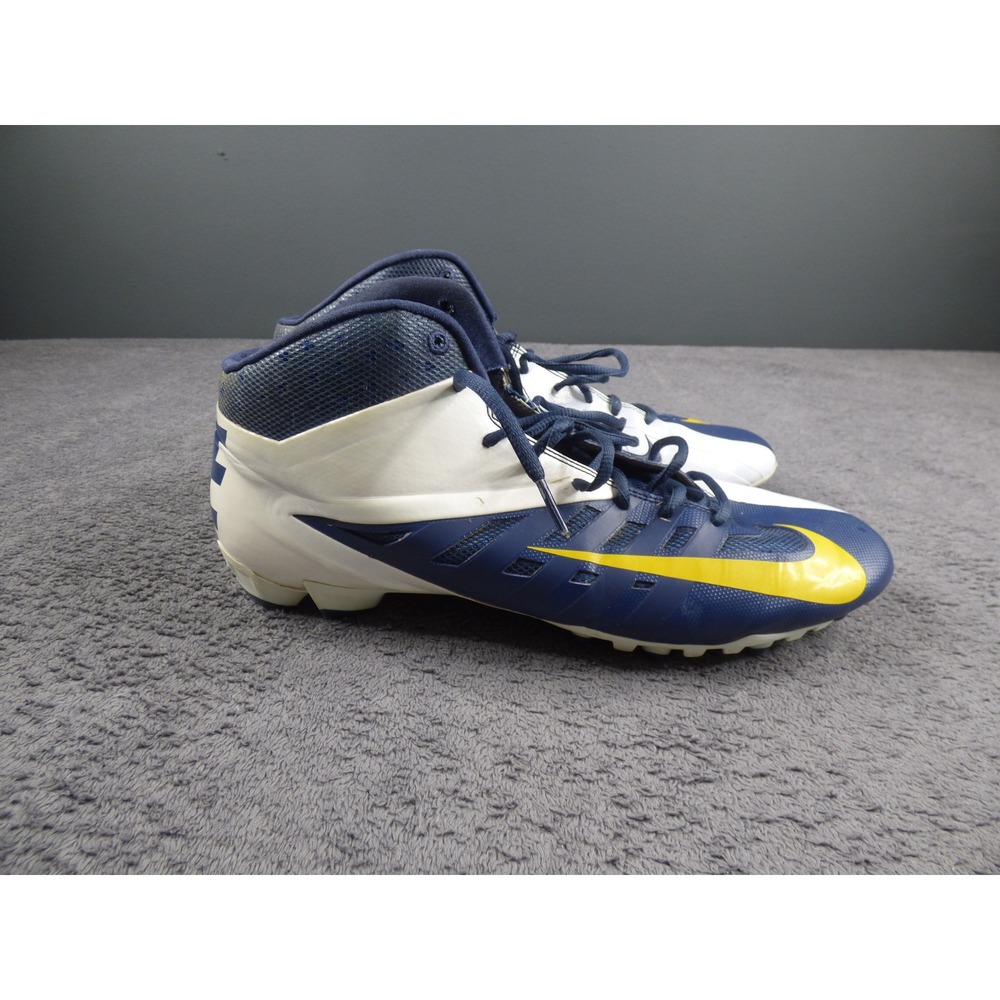 Nike Alpha Pro Mid TD Football Cleats Navy Blue White Yellow 543924-427 Mens 14